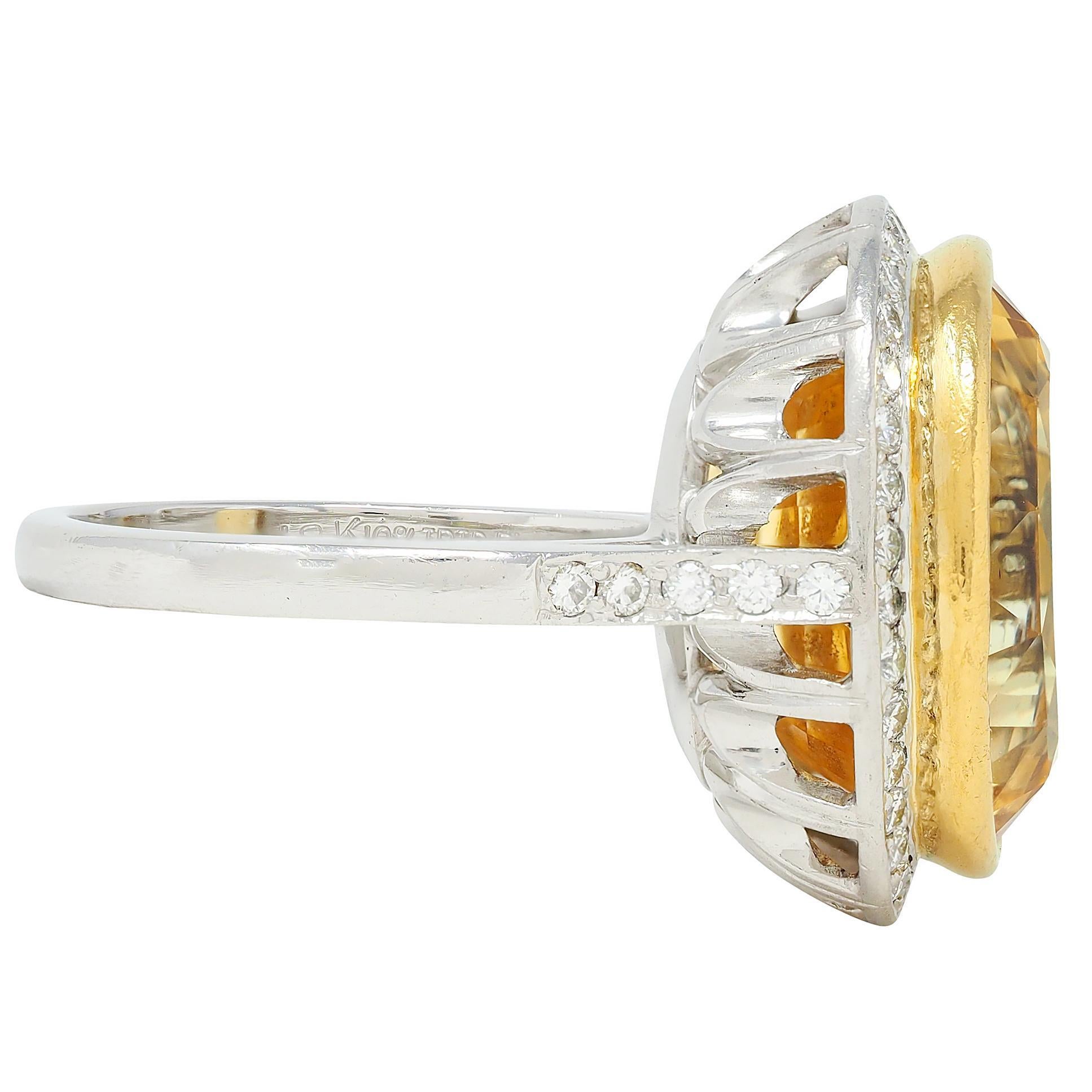 Neiman Marcus Anillo de oro de 18 quilates con diamante zafiro amarillo de Ceilán NH de 26,40 CTW en Excelente estado para la venta en Philadelphia, PA