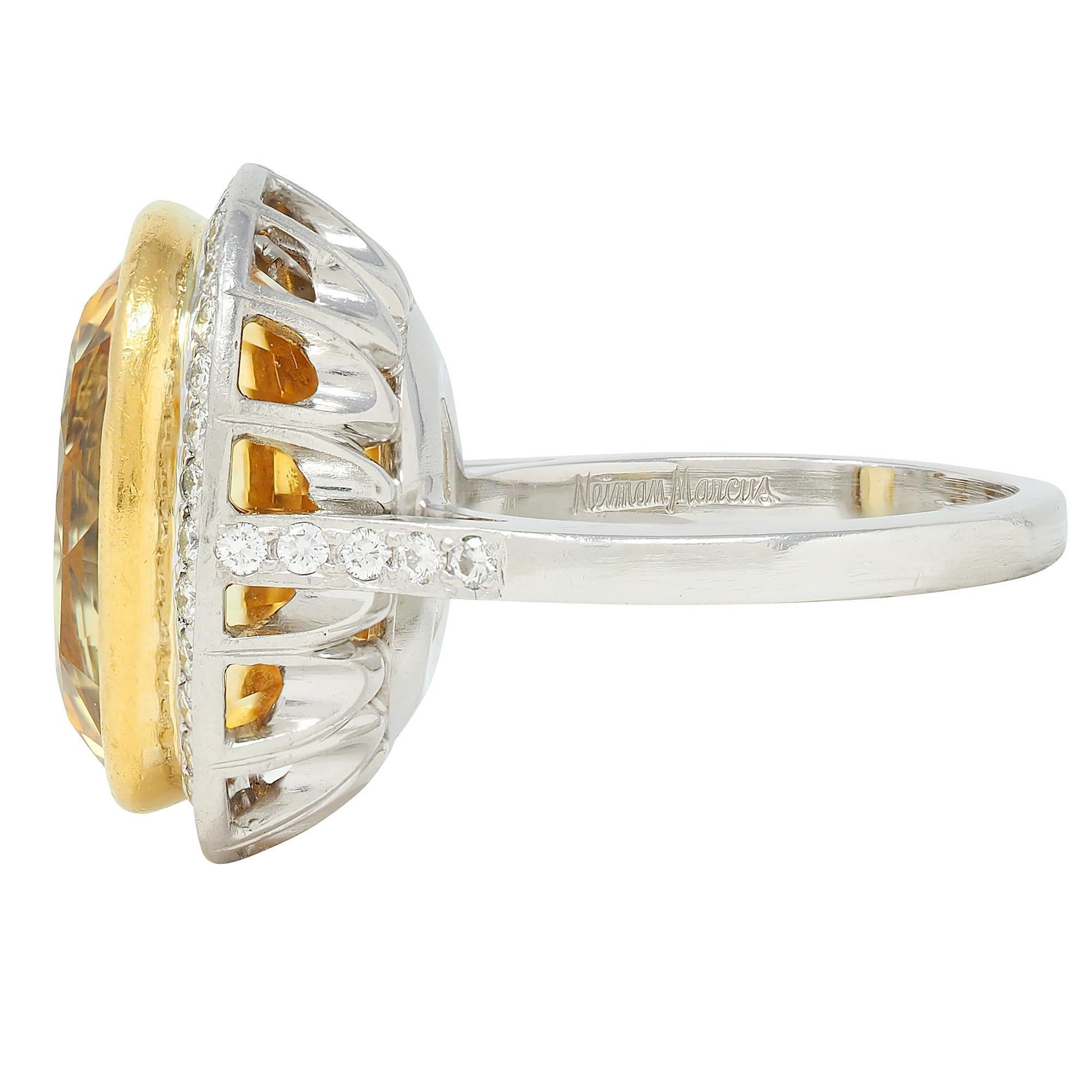 Neiman Marcus Anillo de oro de 18 quilates con diamante zafiro amarillo de Ceilán NH de 26,40 CTW en venta 1