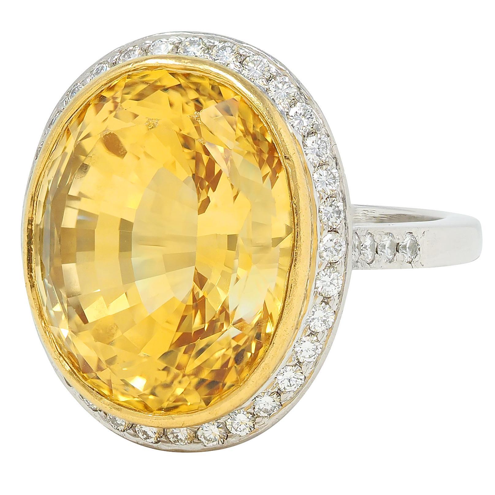Neiman Marcus Anillo de oro de 18 quilates con diamante zafiro amarillo de Ceilán NH de 26,40 CTW en venta 2