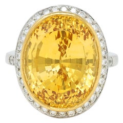 Neiman Marcus Anillo de oro de 18 quilates con diamante zafiro amarillo de Ceilán NH de 26,40 CTW