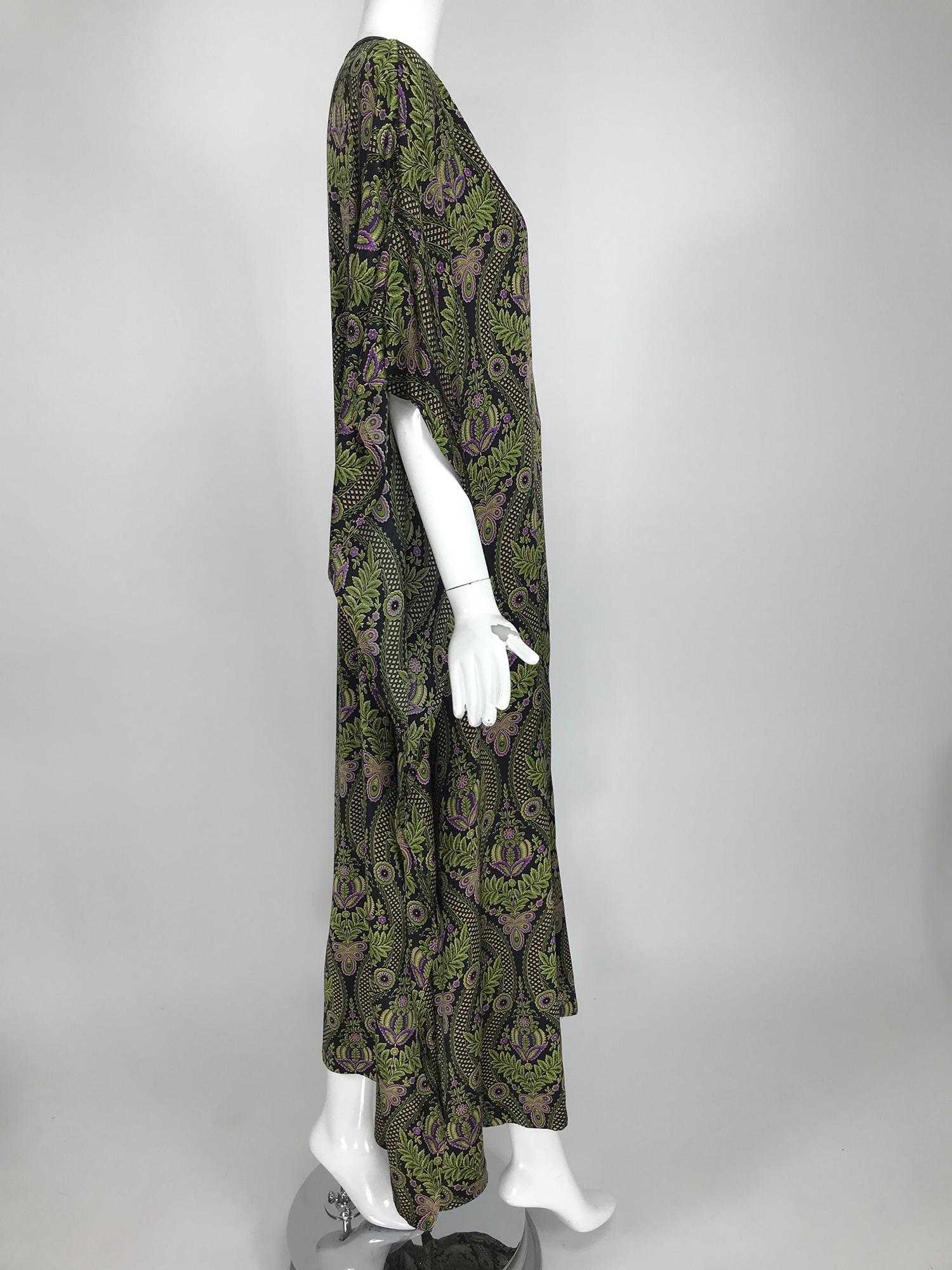 Neiman Marcus Botanical Printed Silk Satin Caftan 1