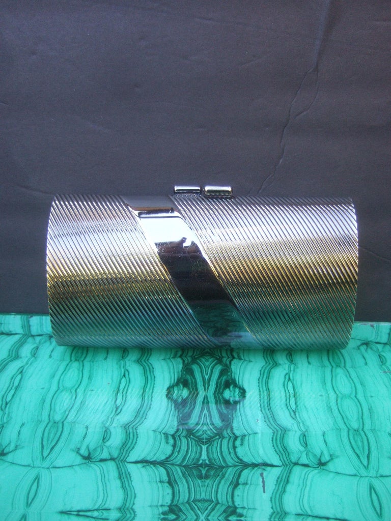 Neiman Marcus Burnished Silver Minaudière Evening Bag c 1980s In Good Condition For Sale In University City, MO