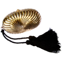 Neiman Marcus Italian Gilt Metal Fringe Tassel Minaudière c 1980