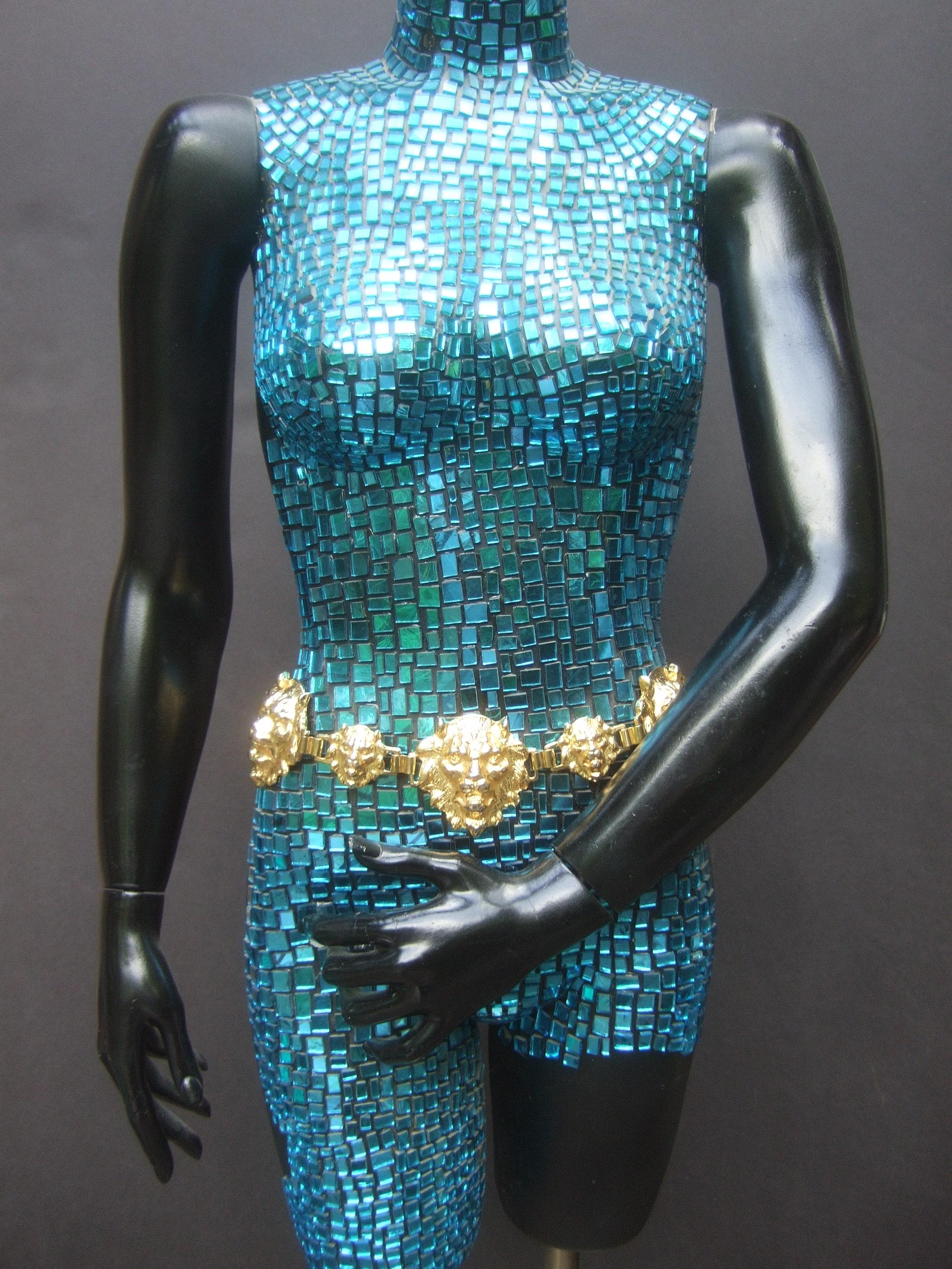 Neiman Marcus Italienische vergoldetes Metall Löwe Medaillon Link Gürtel c 1980s 10