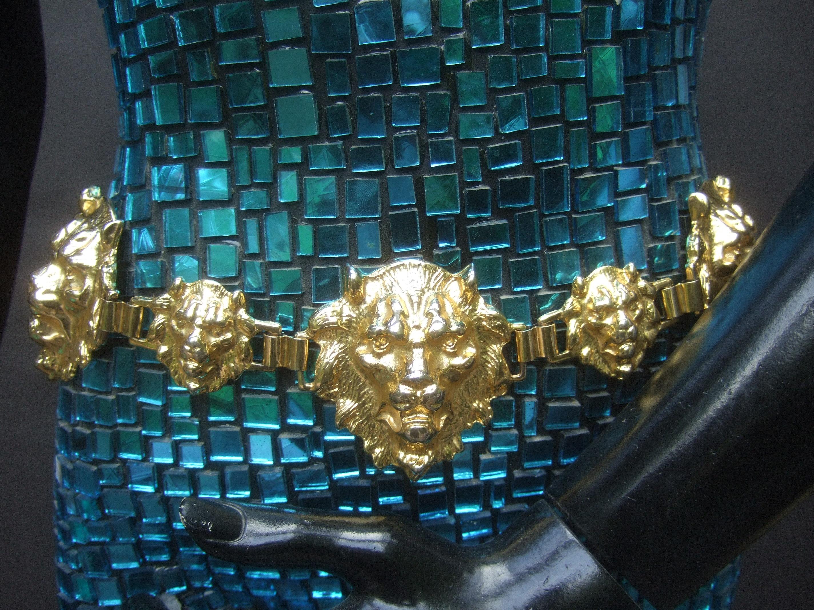 Neiman Marcus Italienische vergoldetes Metall Löwe Medaillon Link Gürtel c 1980s 13