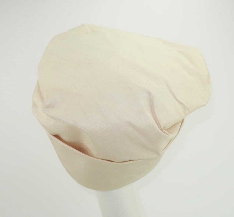 Women's Neiman Marcus Ivory Silk Shantung Turban Style Hat, C.1960 For Sale