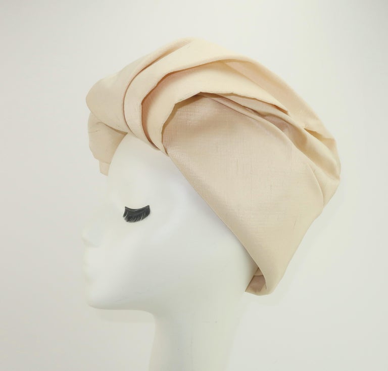 Neiman Marcus Ivory Silk Shantung Turban Style Hat, C.1960 For Sale 1