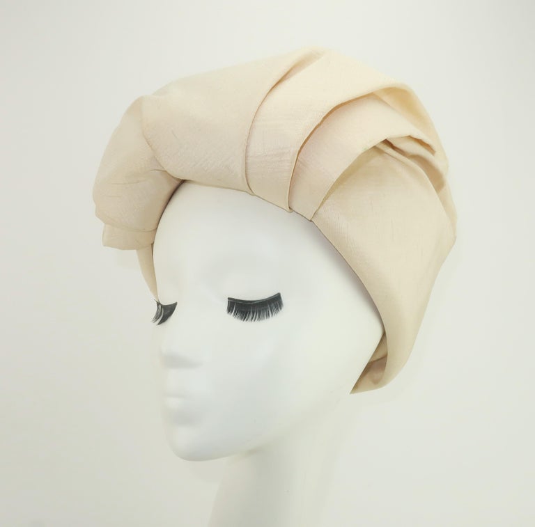 Neiman Marcus Ivory Silk Shantung Turban Style Hat, C.1960 For Sale 2