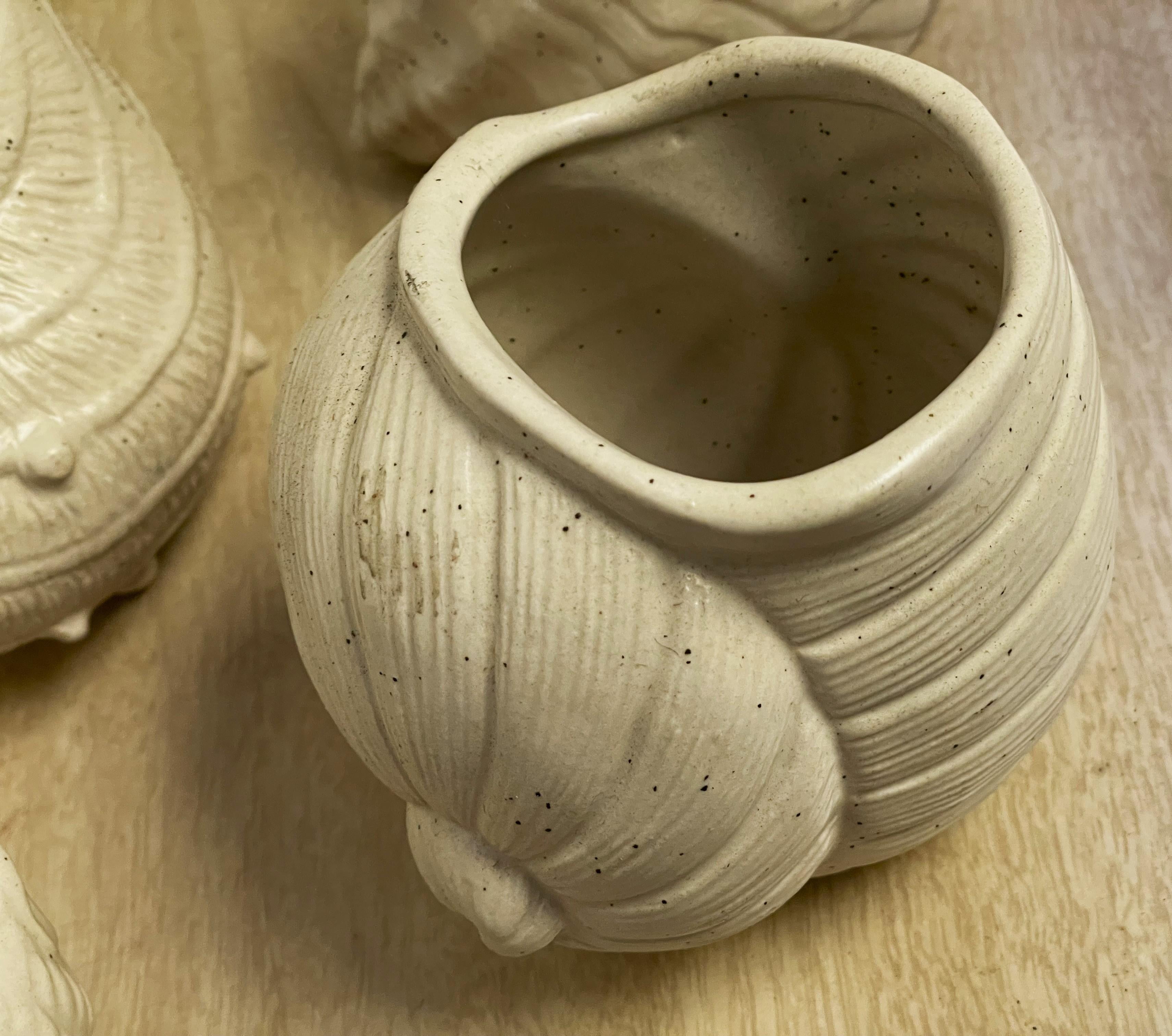 Mid-Century Modern Neiman-Marcus Japan Mid Century Shell Snail Shaped Small Planters Set of 4