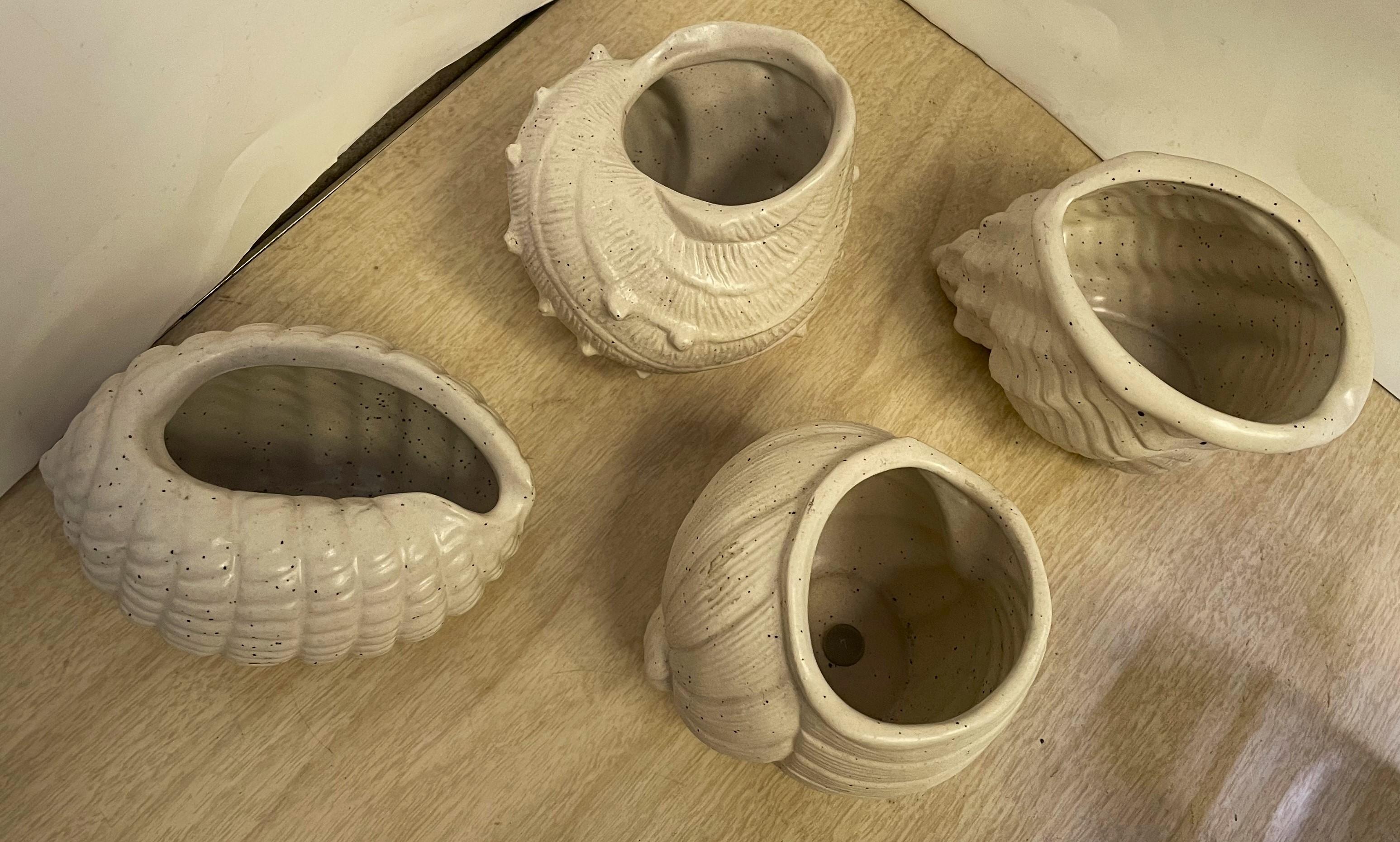 20th Century Neiman-Marcus Japan Mid Century Shell Snail Shaped Small Planters Set of 4
