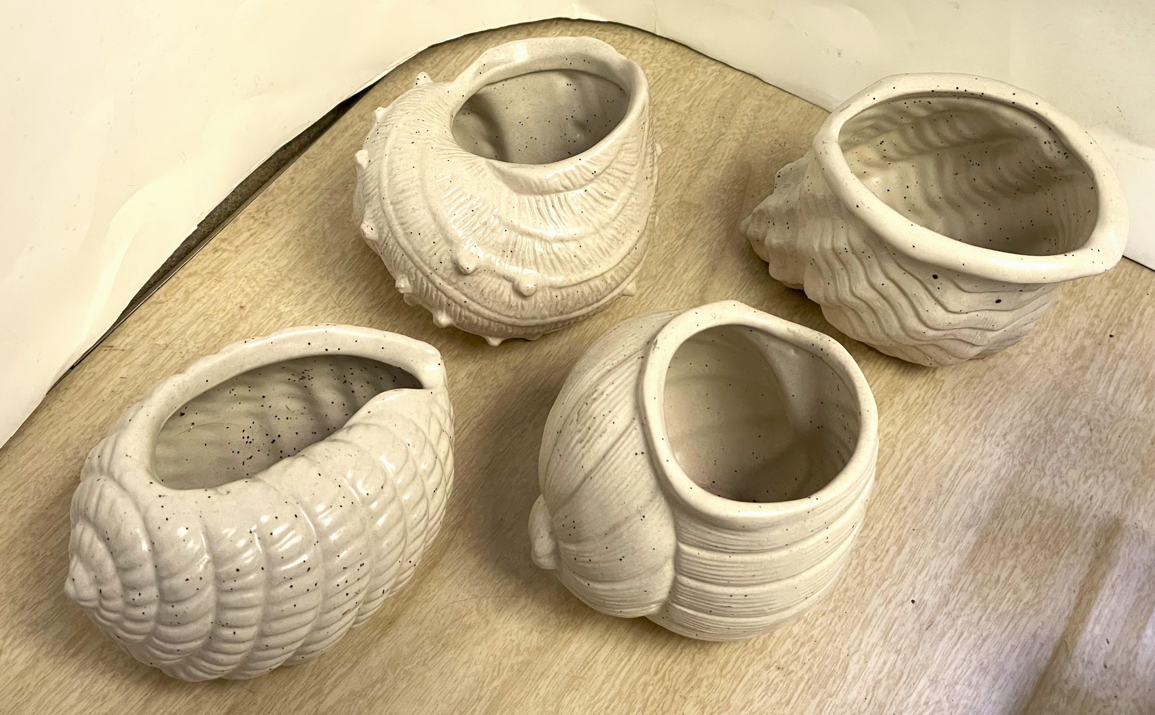 Neiman-Marcus Japan Mid Century Shell Snail Shaped Small Planters Set of 4 2