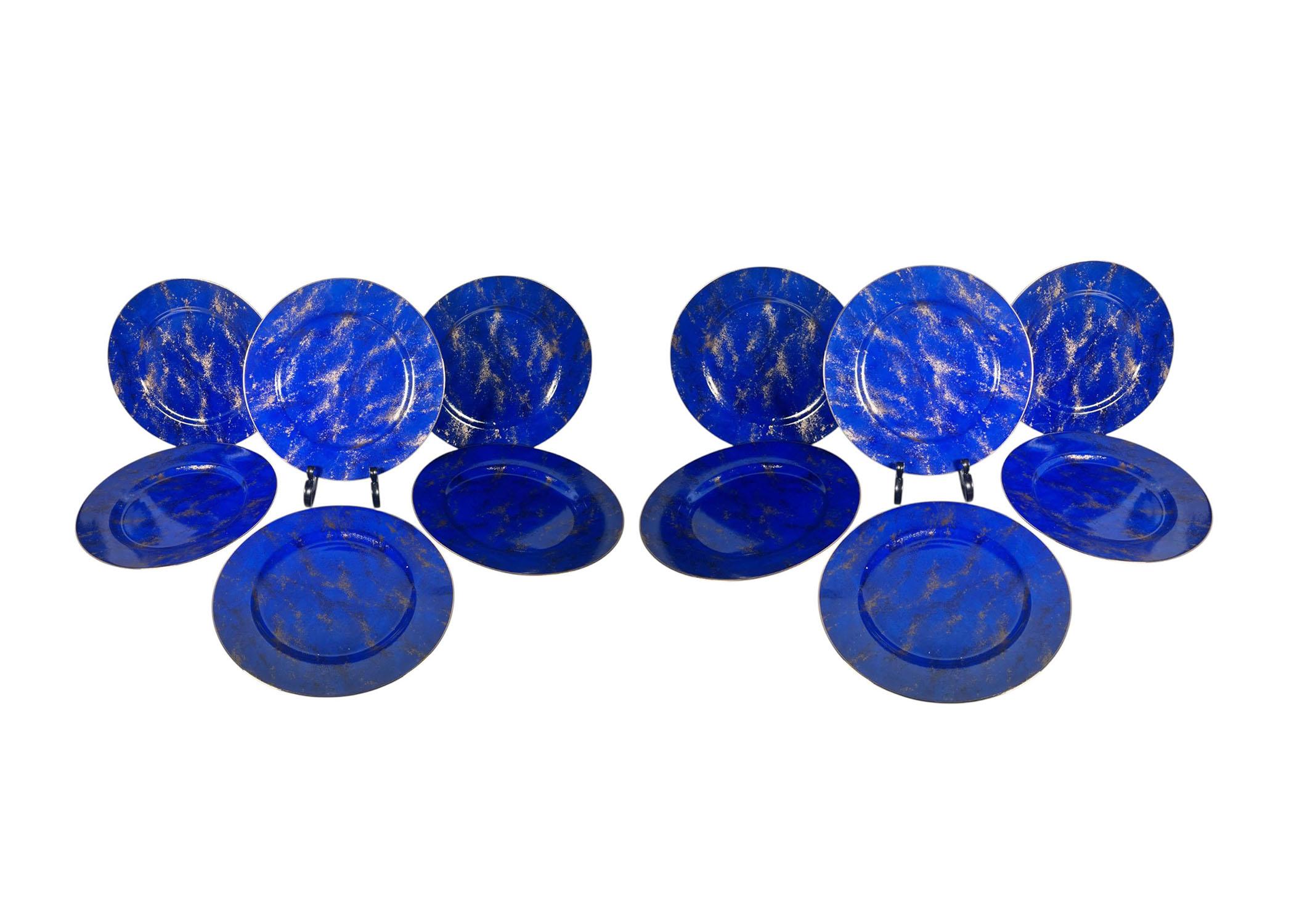 Neiman Marcus Lapis Lazuli Porcelain Chargers - Set of 12 For Sale