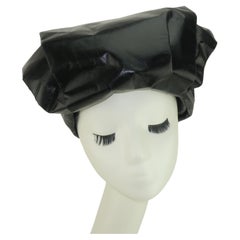 Neiman Marcus Mod Black Leatherette Turban Style Hat, C.1960
