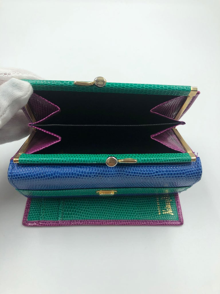 Neiman Marcus Multicolor Trifold Leather Wallet and Change Purse at