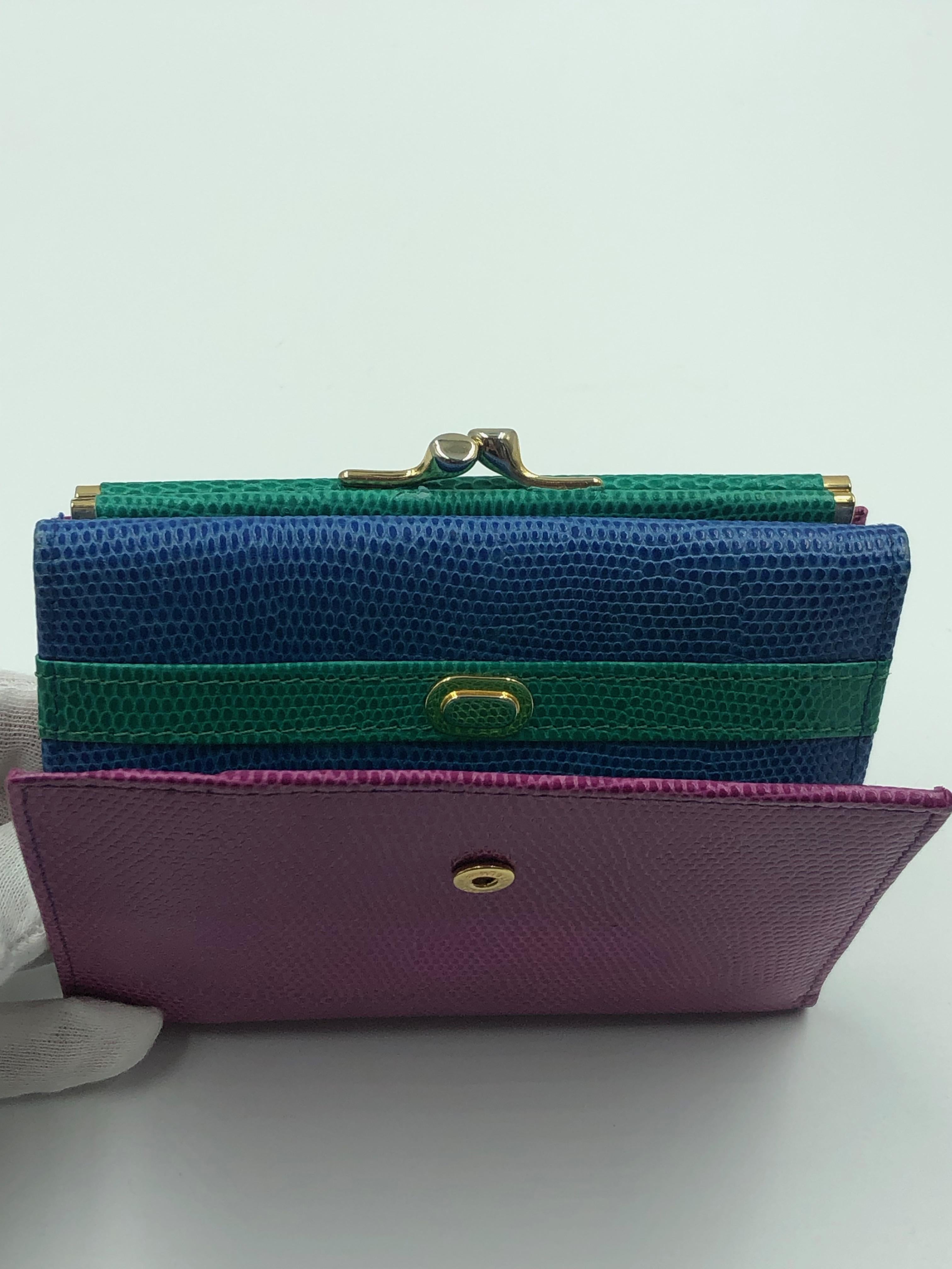 Neiman Marcus Multicolor Trifold Leather Wallet and Change Purse 3