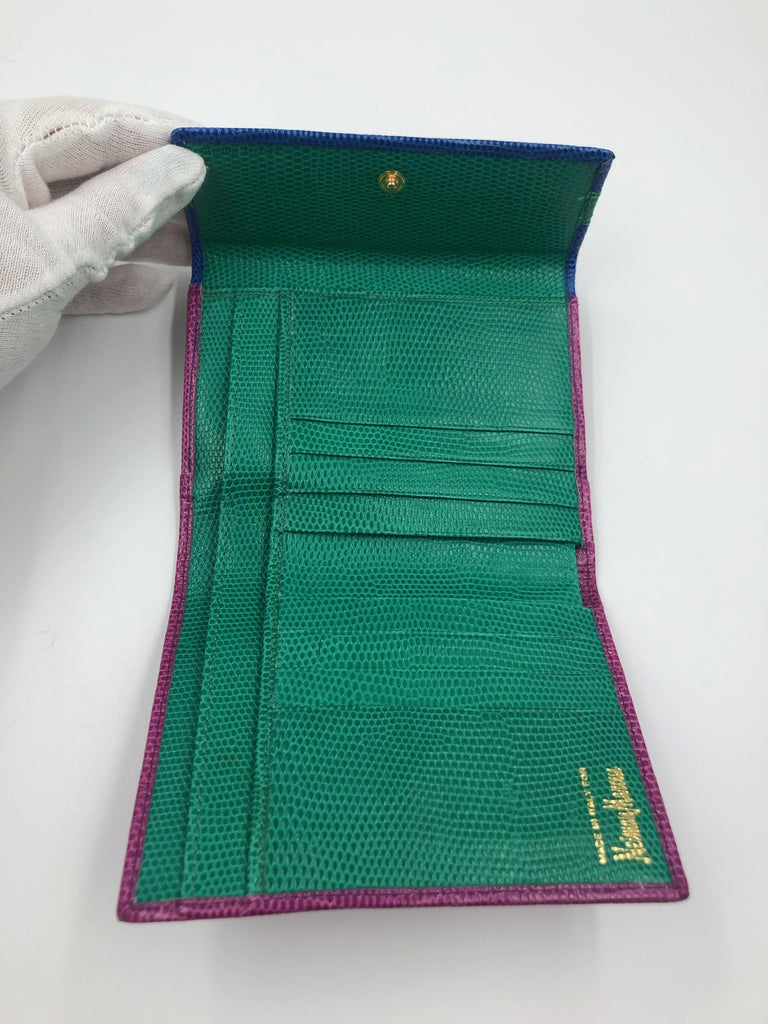 Neiman Marcus Multicolor Trifold Leather Wallet and Change Purse at