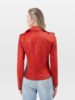 Neiman Marcus Red Leather Jacket Size XS
