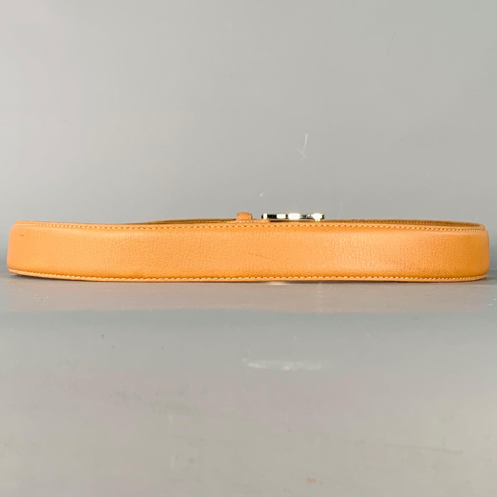 NEIMAN MARCUS Talla 32 Cinturón de cuero plateado camel Naranja en venta