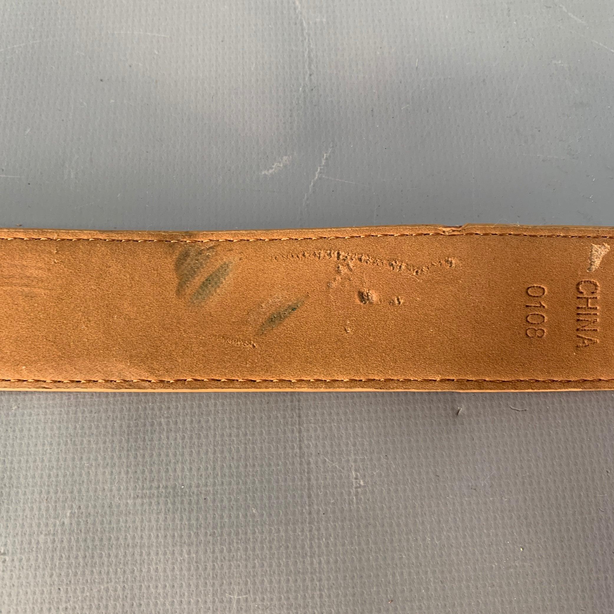NEIMAN MARCUS Talla 32 Cinturón de cuero plateado camel en venta 3