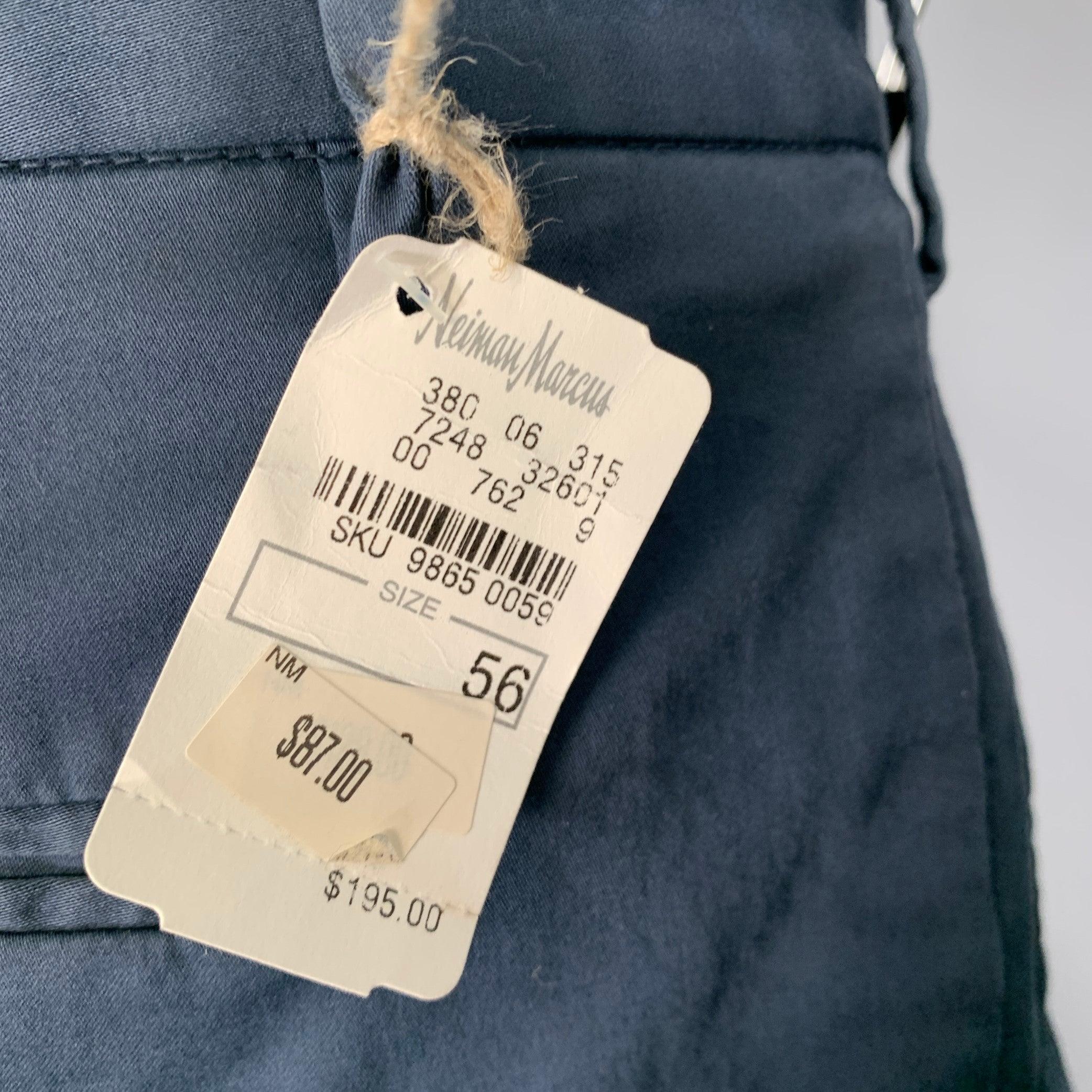 Men's NEIMAN MARCUS Size 40 Powder Blue Cotton Blend Flat Front Casual Pants For Sale