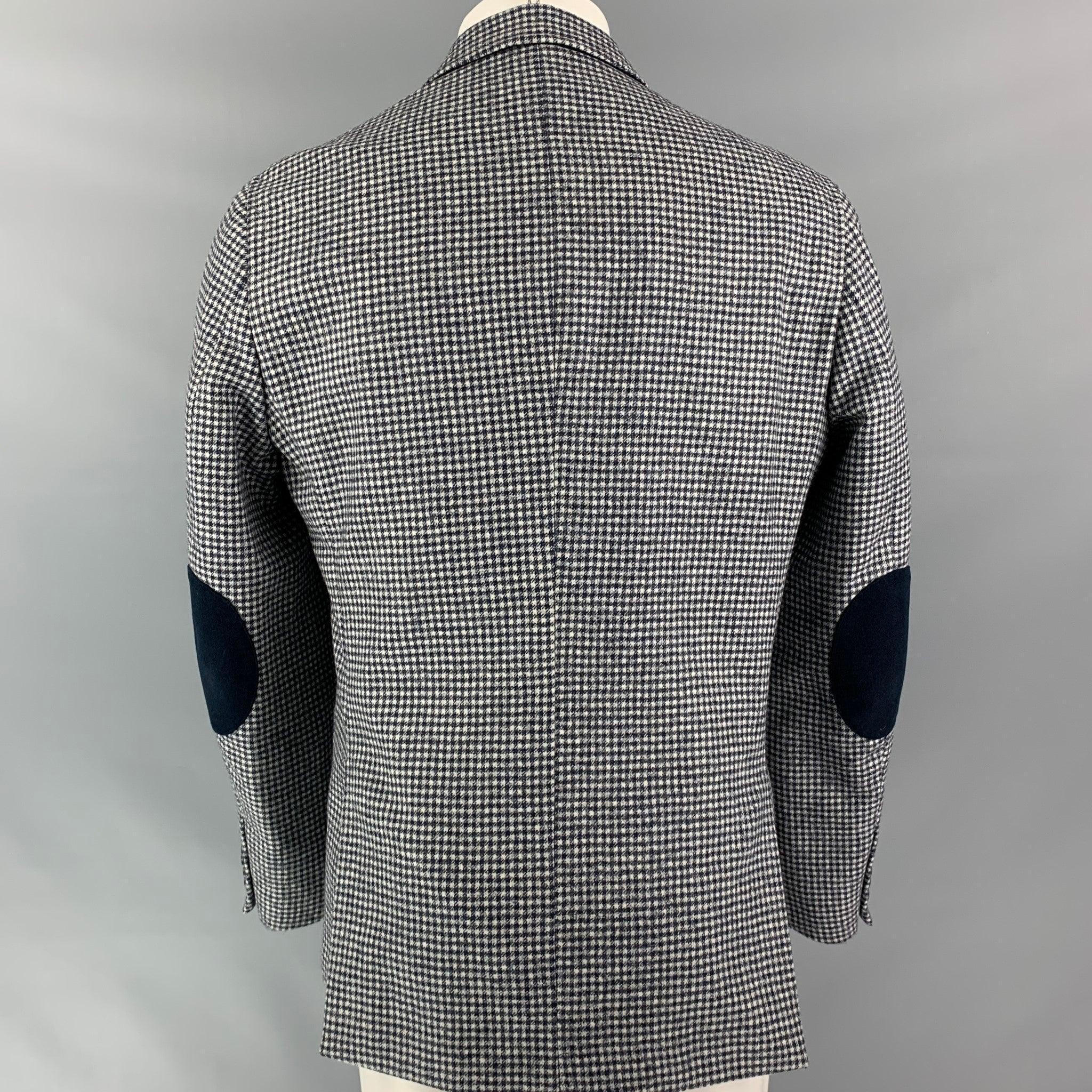 Gris Neiman Marcus Taille 40 Manteau de sport en laine pied-de-poule noir et blanc à revers échancré en vente