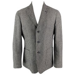 NEIMAN MARCUS Größe 40 Wolle Schwarz & Weiß Hahnentritt Revers Sportmantel