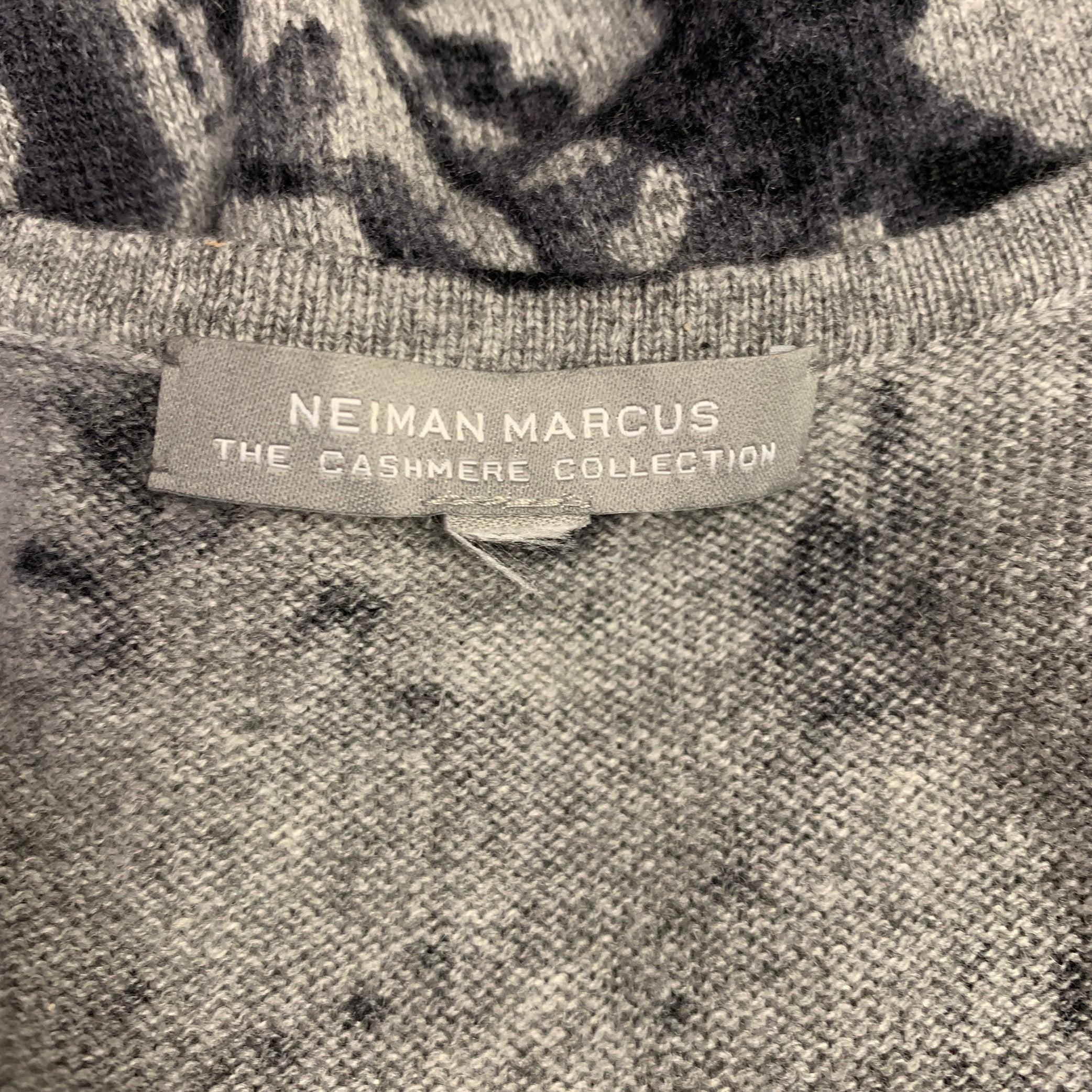 NEIMAN MARCUS Size L Grey Charcoal Cashmere Paisley Tank Casual Top In Excellent Condition For Sale In San Francisco, CA