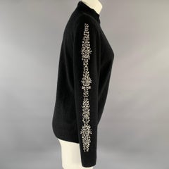 NEIMAN MARCUS Size M Black Cashmere Embellishment Zip Up Cardigan