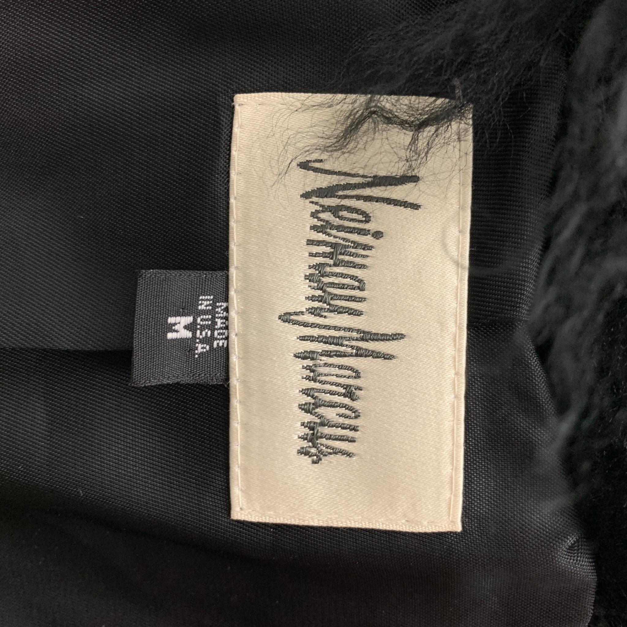 NEIMAN MARCUS Size M Black Modacrylic Faux Fur Notch Lapel Coat 1