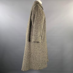 NEIMAN MARCUS Size M Black White Herringbone Notch Lapel Coat