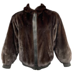 NEIMAN MARCUS Size M Brown Fur & Black Leather Reversible Jacket