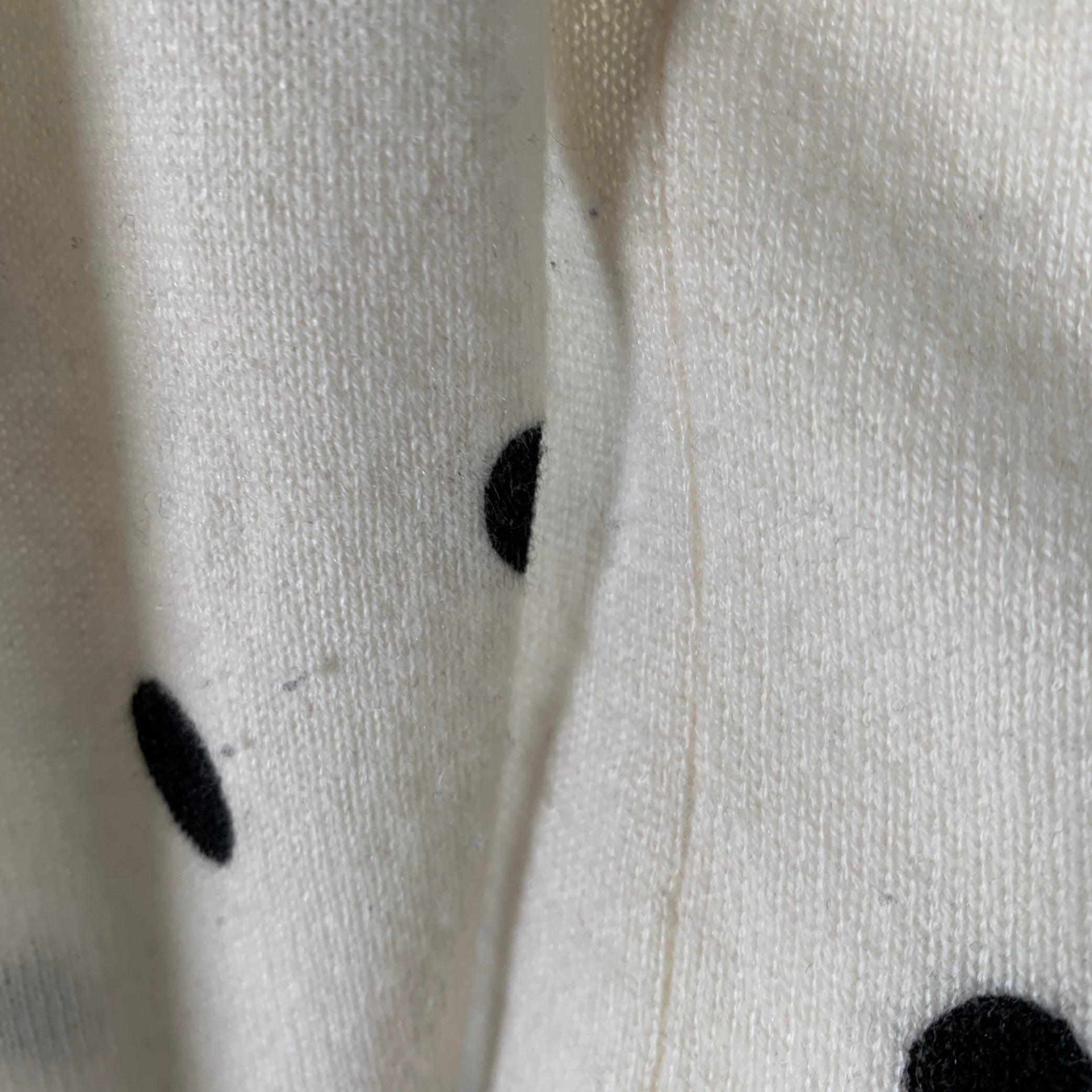 Women's NEIMAN MARCUS Size S Beige Black Cashmere Polka Dot Crew Neck Pullover For Sale