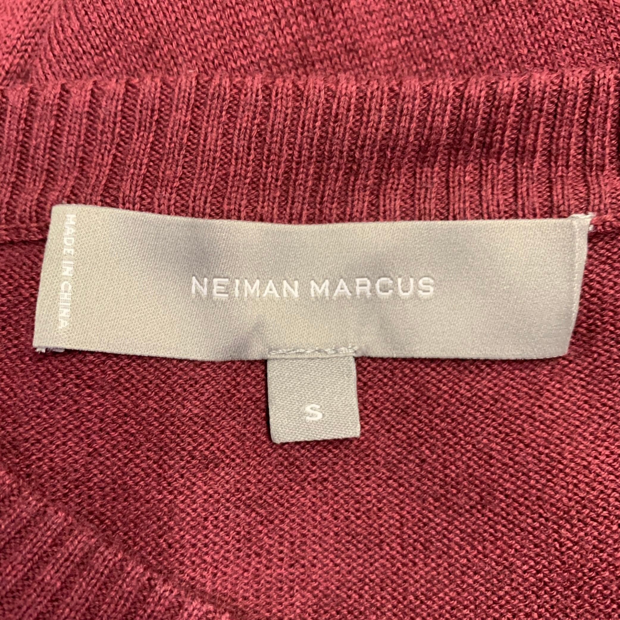 NEIMAN MARCUS Größe S Burgundy Knit Cotton Merino Wool Crew Neck Pullover im Zustand „Hervorragend“ im Angebot in San Francisco, CA