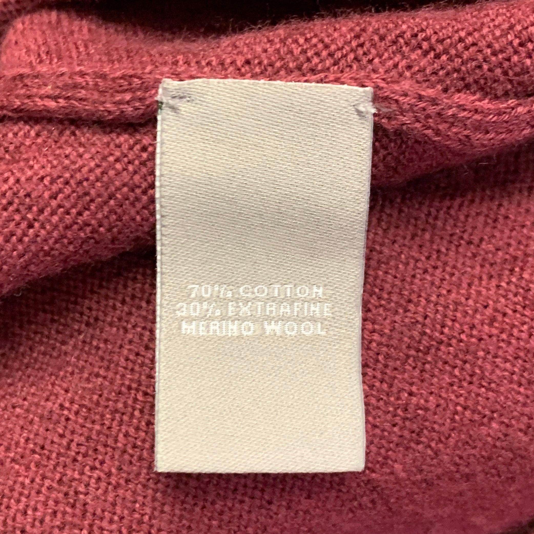 NEIMAN MARCUS Größe S Burgundy Knit Cotton Merino Wool Crew Neck Pullover Herren im Angebot