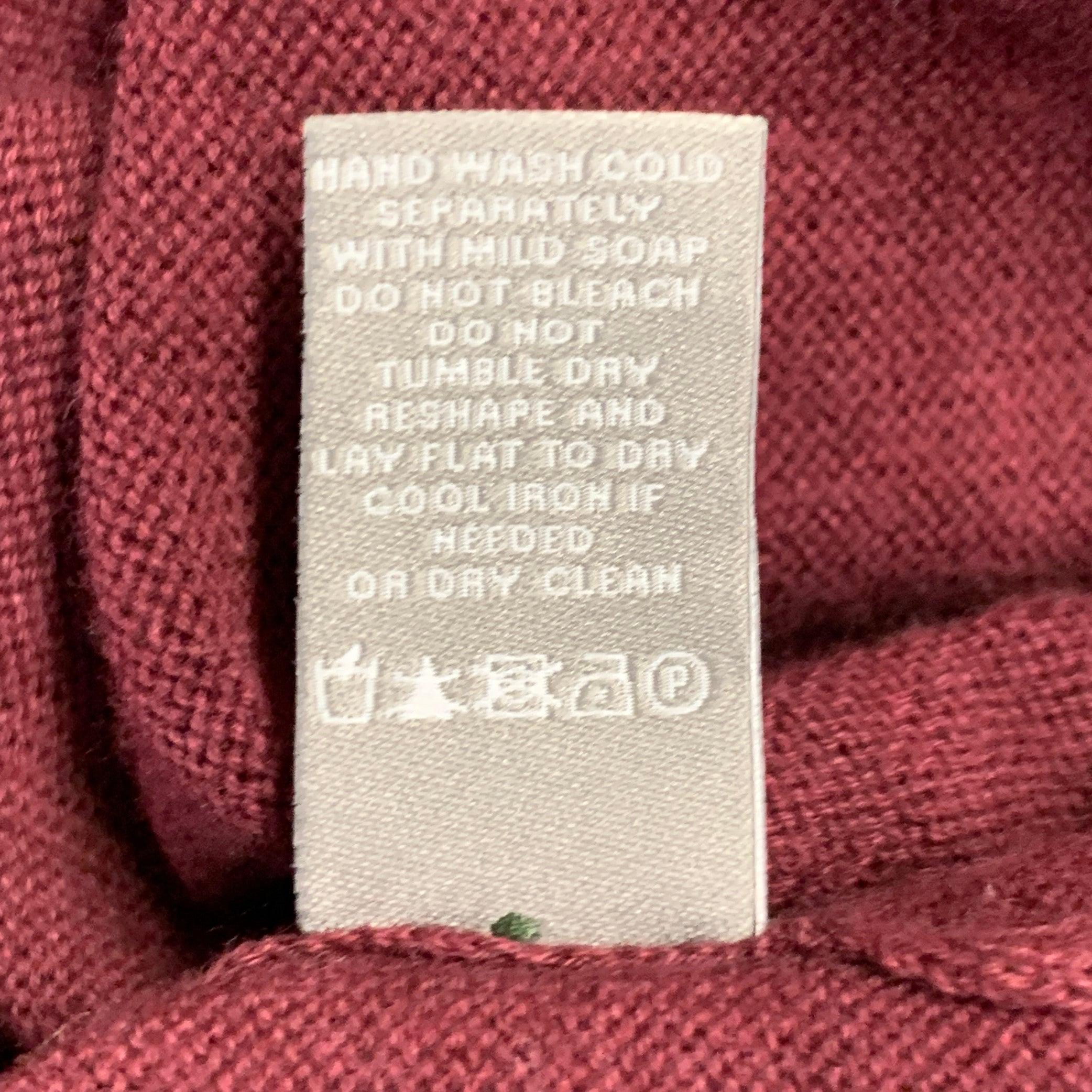 NEIMAN MARCUS Größe S Burgundy Knit Cotton Merino Wool Crew Neck Pullover im Angebot 1