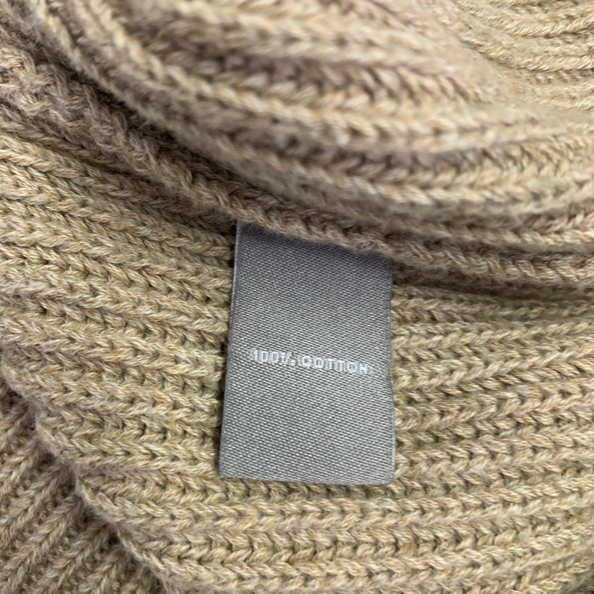 NEIMAN MARCUS Size XL Beige Knit Cotton Crew Neck Sweater For Sale 1