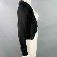 NEIMAN MARCUS Größe XL Schwarz Acryl Wolle geraffte offene Front Strickjacke