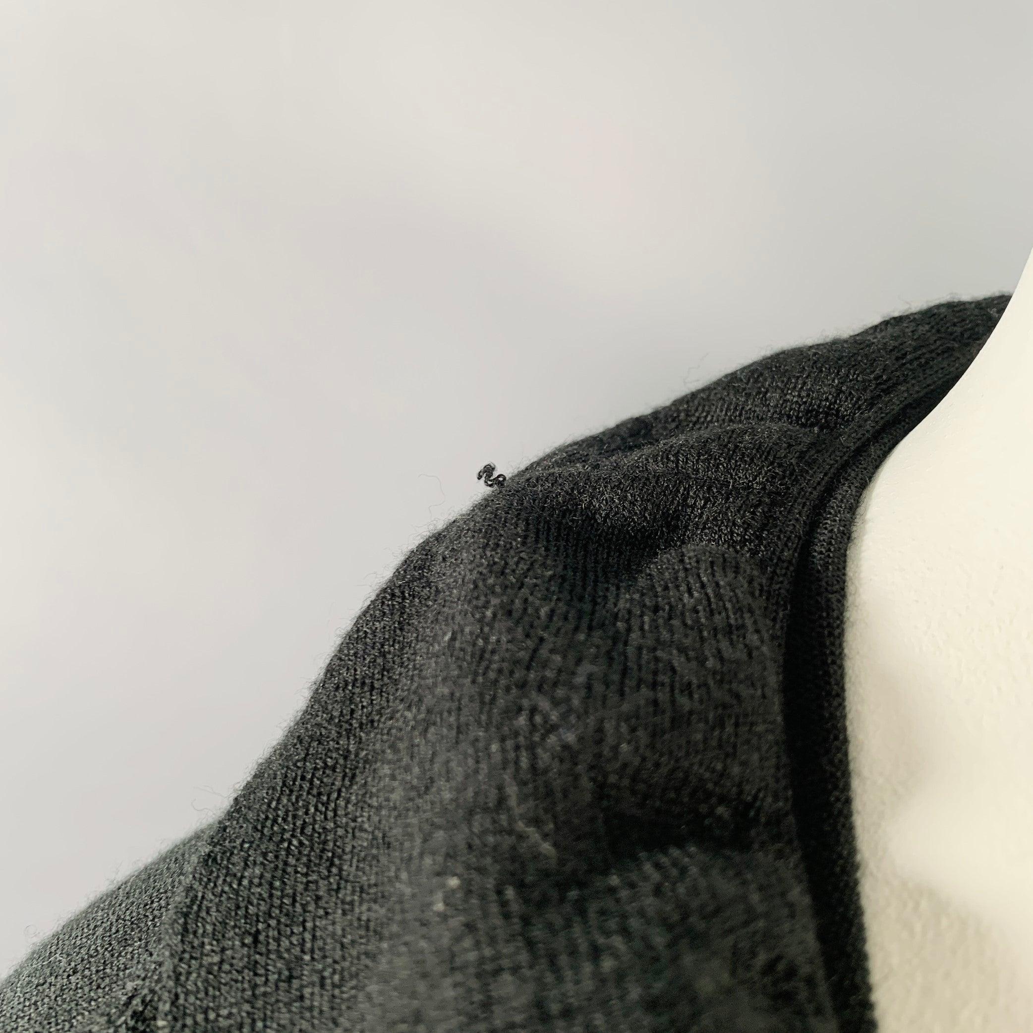 Neiman Marcus Size XL Black Acrylic Wool Ruffled Open Front Cardigan Pour femmes en vente