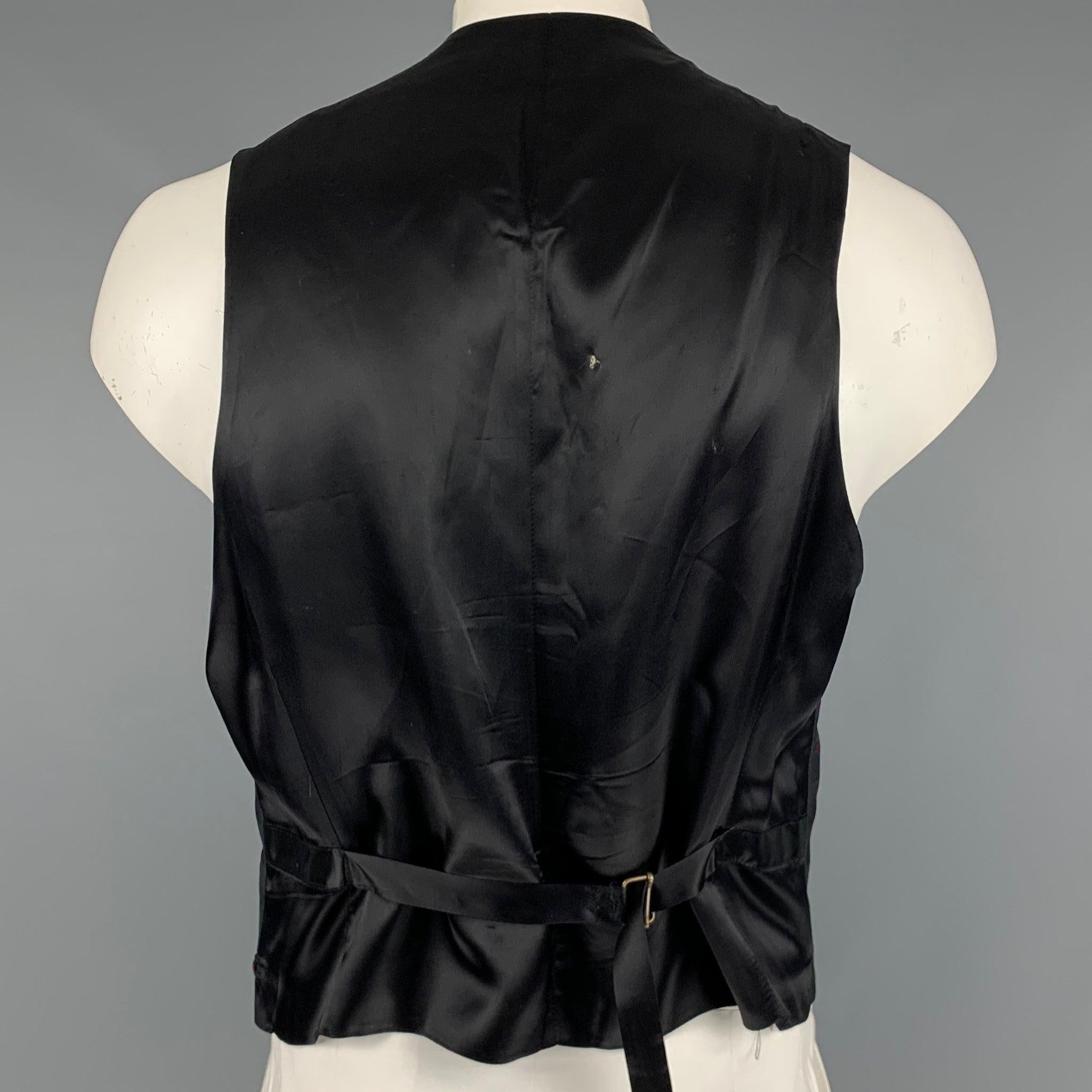 Men's NEIMAN MARCUS Size XL Black Burgundy Jacquard Silk Buttoned Vest For Sale