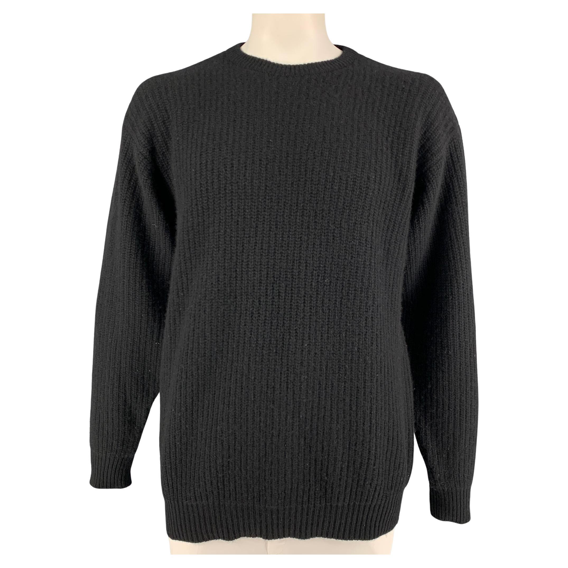 NEIMAN MARCUS Size XXL Black Knitted Cashmere Crew-Neck Sweater