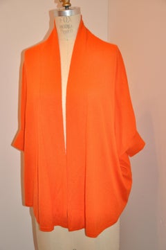 Neiman Marcus Soft "The Cashmere Collection" Bold Tangerine Cashmere Open Jacket
