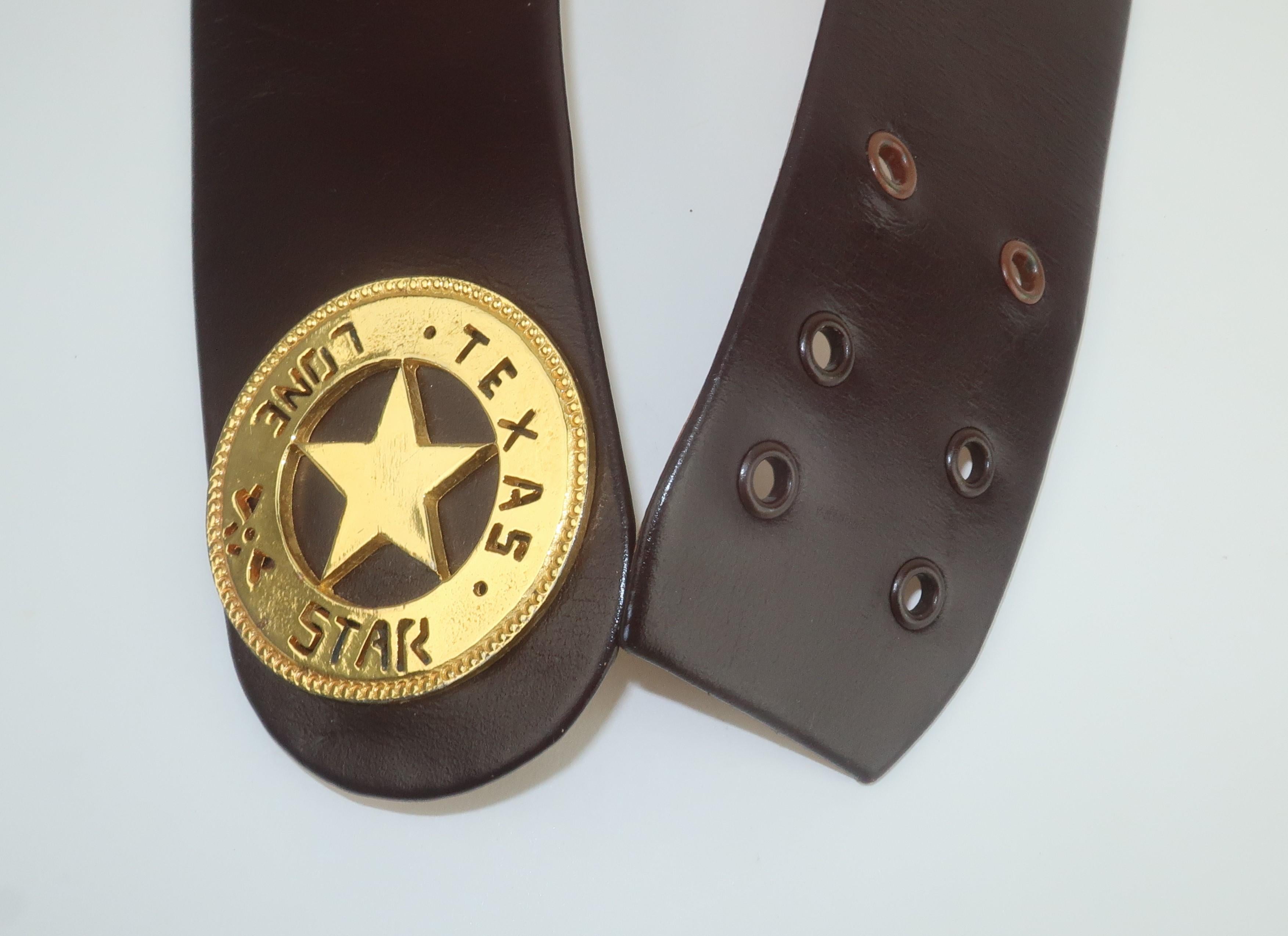 Neiman Marcus Texas Novelty Brown Leather Belt, 1960's For Sale 5