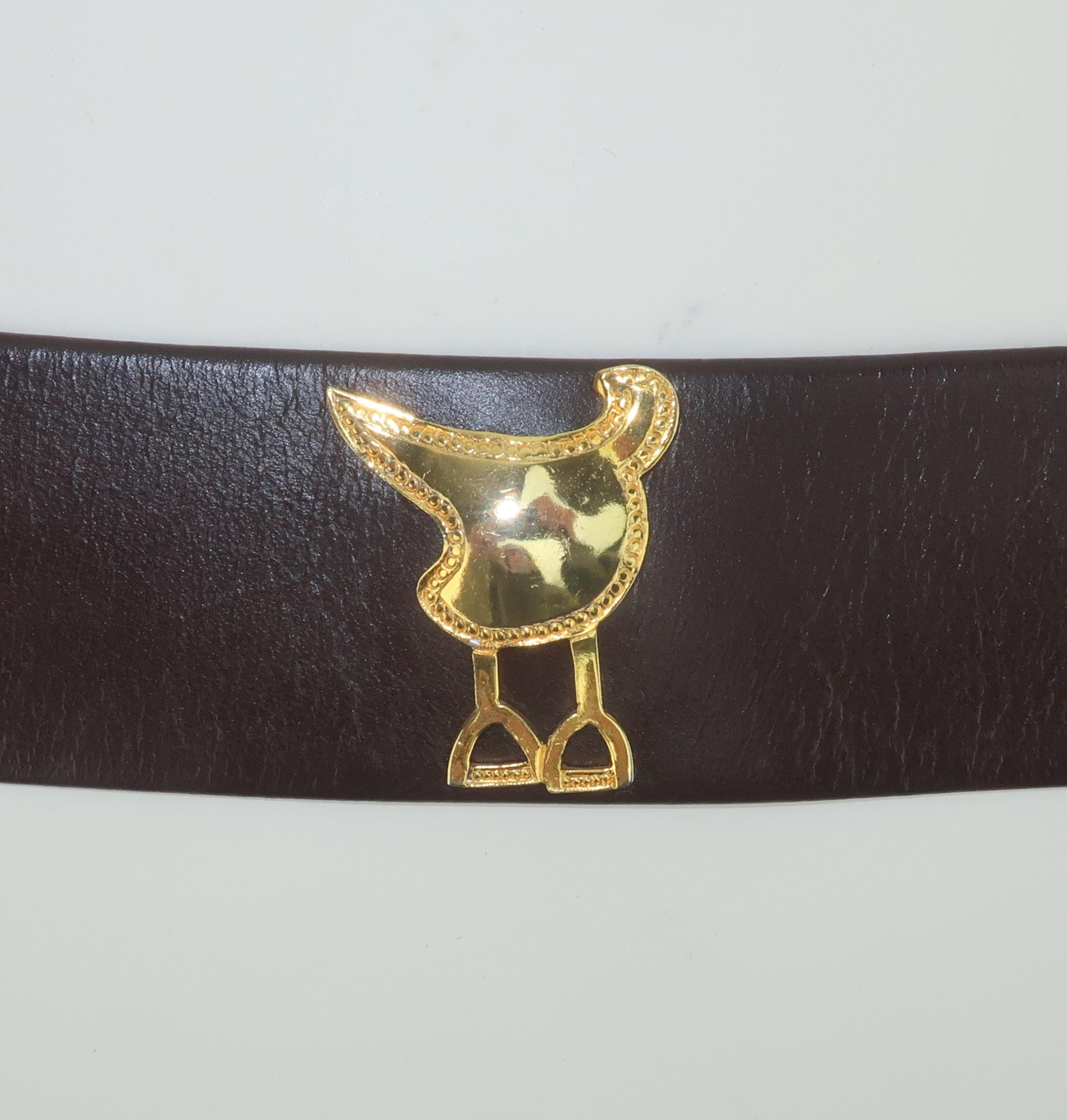 Neiman Marcus Texas Novelty Brown Leather Belt, 1960's For Sale 1