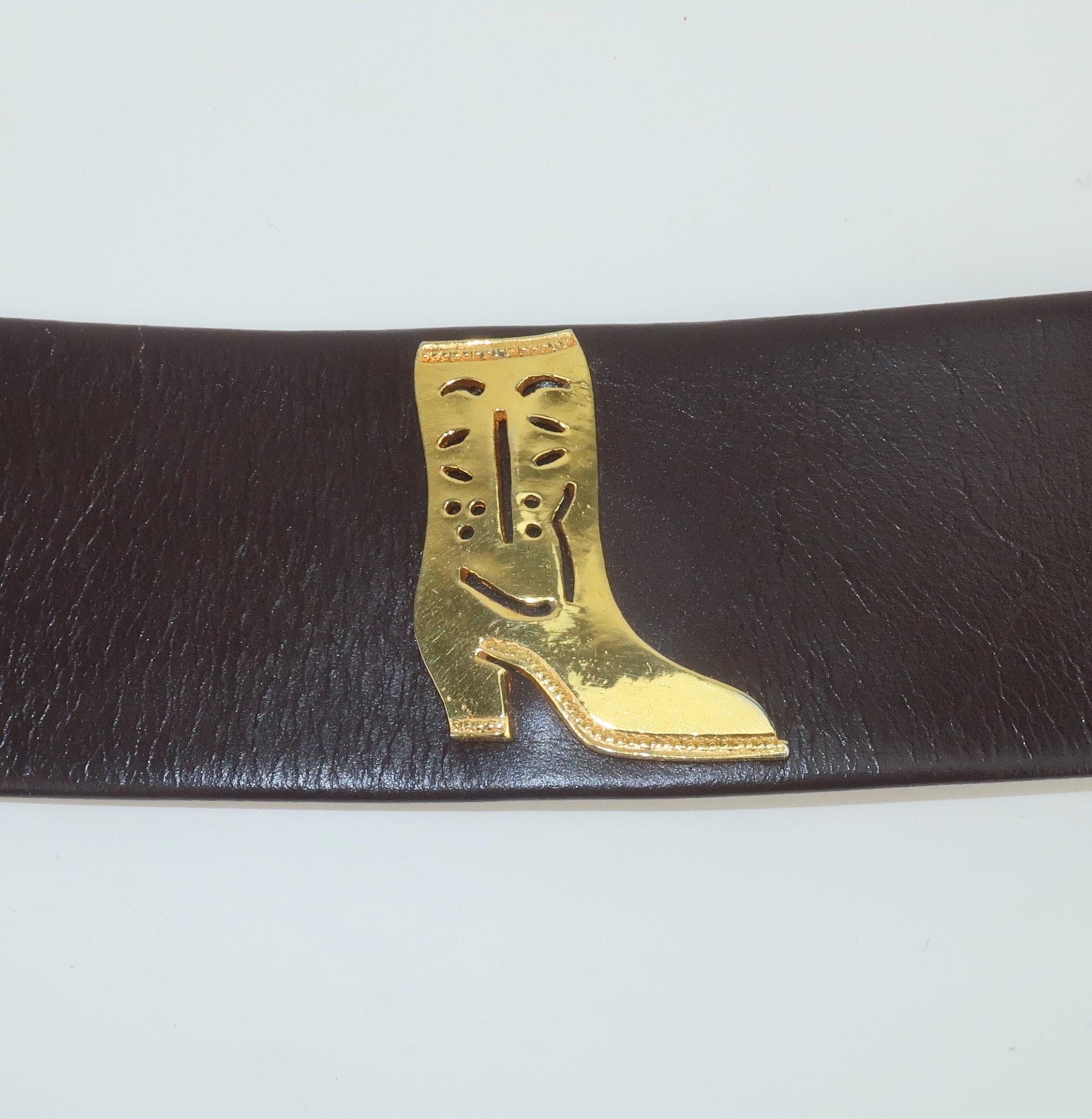 Neuheit Brauner Ledergürtel von Neiman Marcus aus Texas, 1960''s im Angebot 4
