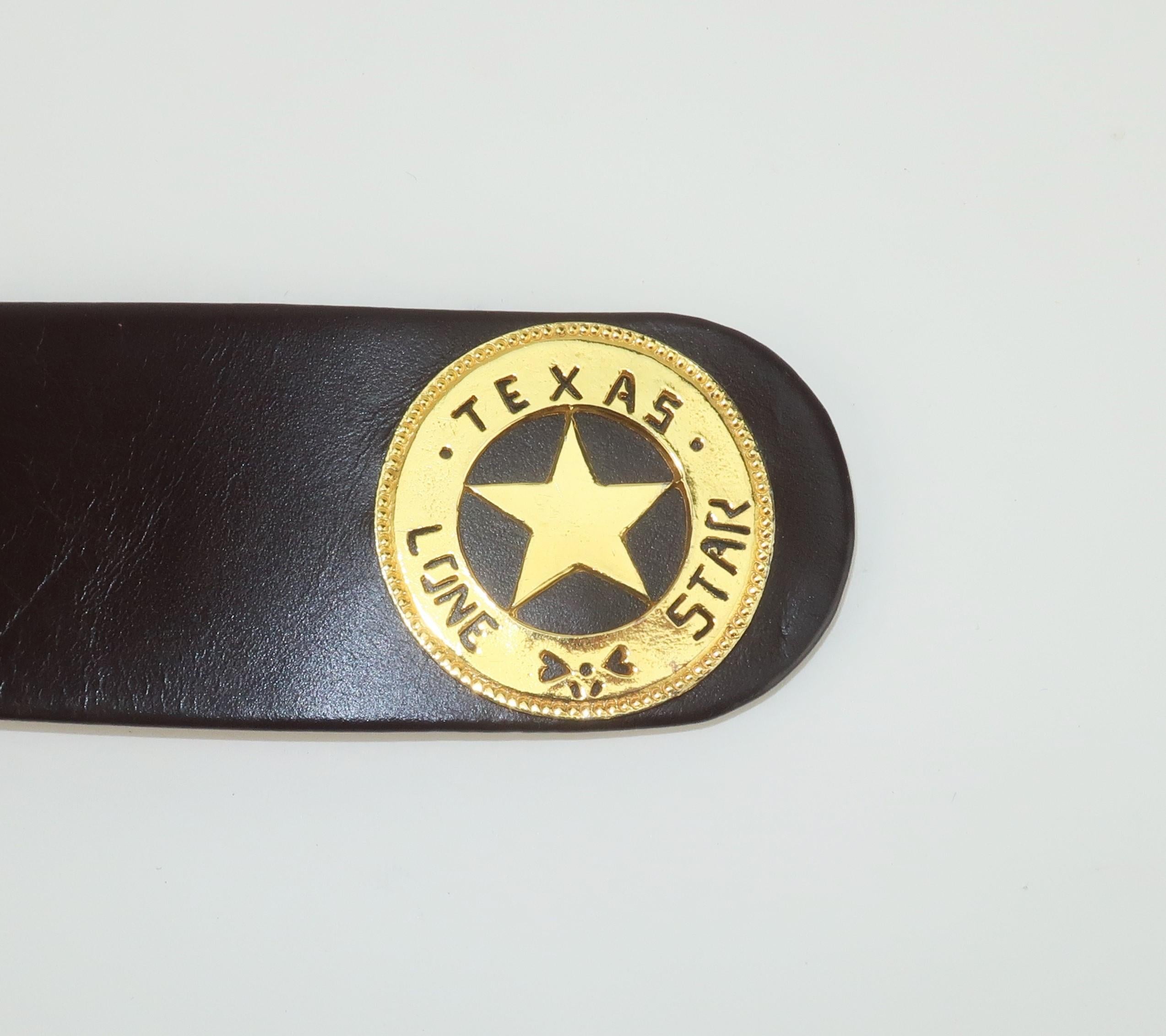 Neiman Marcus Texas Novelty Brown Leather Belt, 1960's For Sale 4