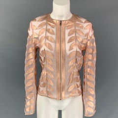 NEIMAN MARCUS The Leather Collection Size XS Rose Gold Leather Jacket