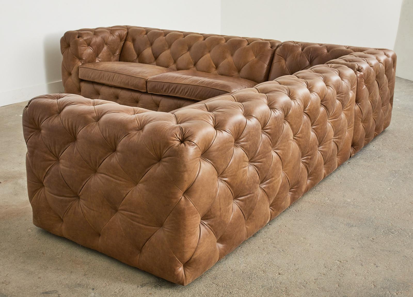 leather tufted sectional