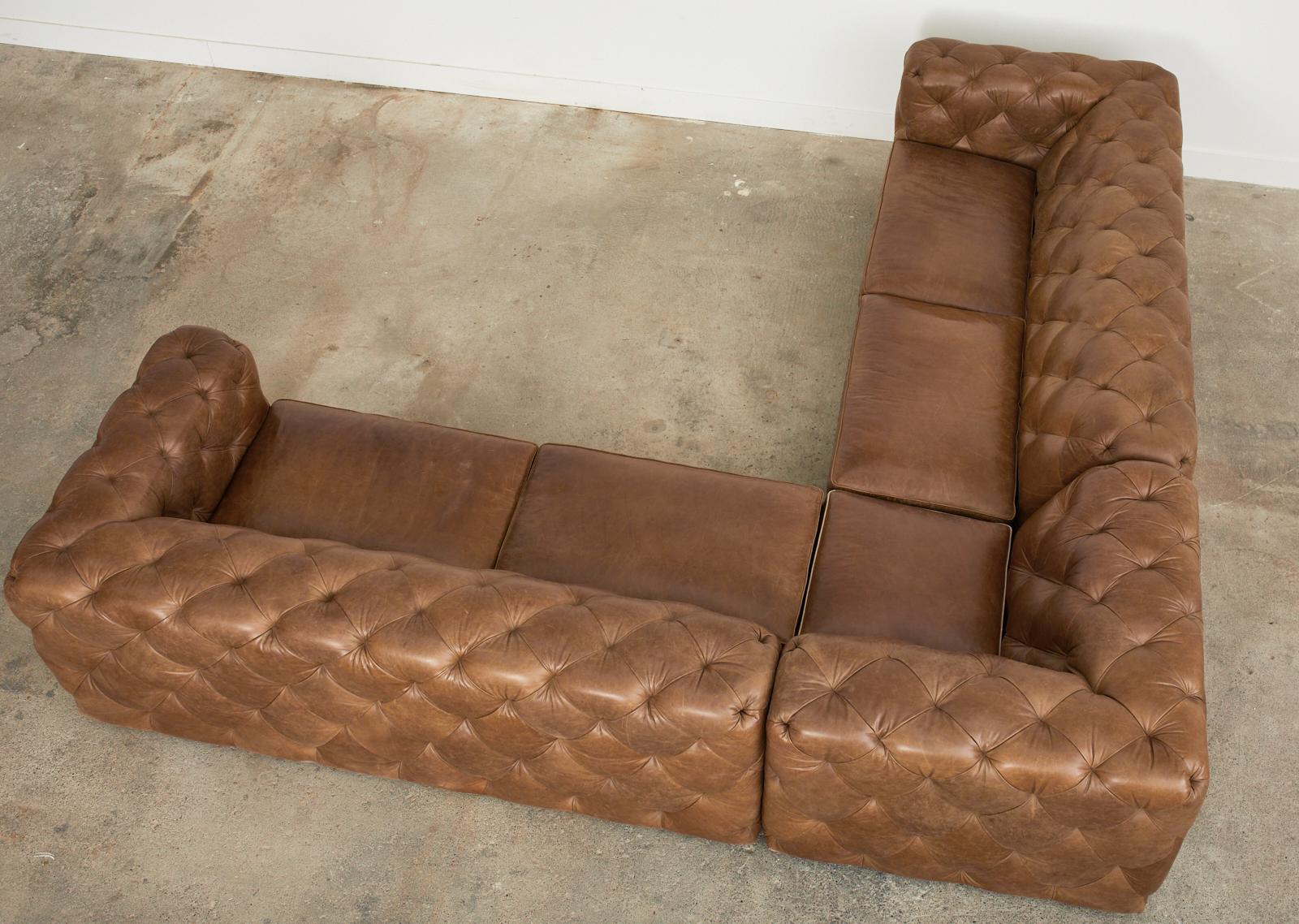 leather tufted sectional