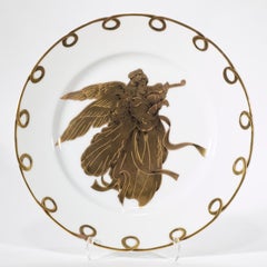 Neiman Marcus Vintage Porcelain Plates Set of 4, Gold Angels