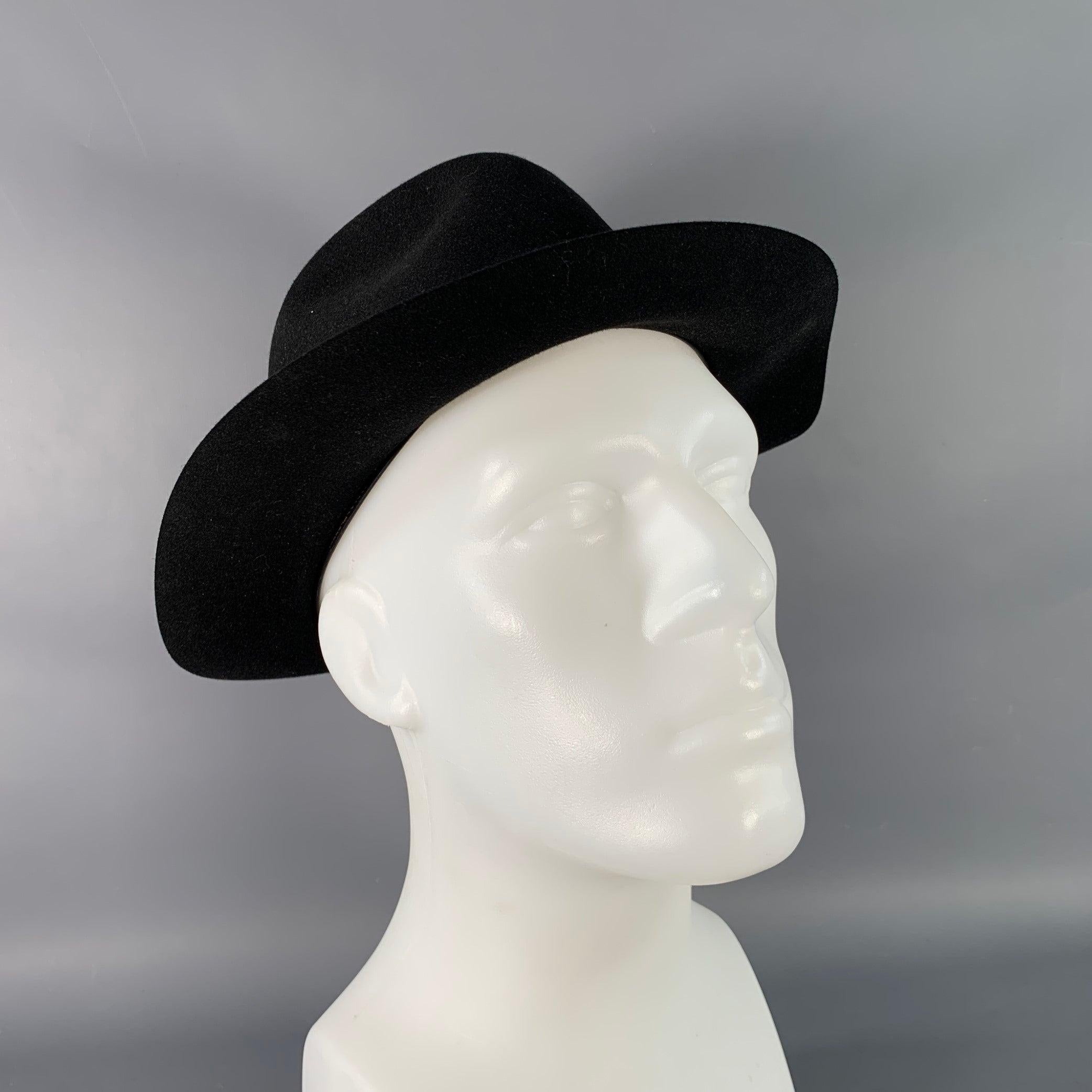 NEIMAN MARCUS Vintage Größe 7 1/8 Weekender Schwarz Pelz Filz Fedora Hut im Zustand „Hervorragend“ im Angebot in San Francisco, CA